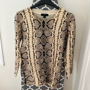 J. Crew Cream & Brown Snake-Print Sweater